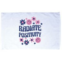 Radiate Positivity Retro Smiley Floral Quote Microfiber Hand Towel