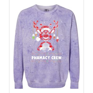 Red Plaid Reindeer Pharmacy Crew Christmas Great Gift Colorblast Crewneck Sweatshirt