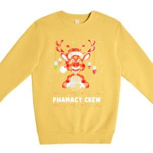 Red Plaid Reindeer Pharmacy Crew Christmas Great Gift Premium Crewneck Sweatshirt