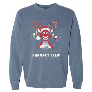 Red Plaid Reindeer Pharmacy Crew Christmas Great Gift Garment-Dyed Sweatshirt