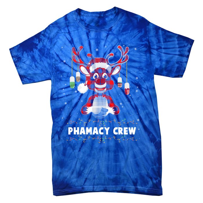 Red Plaid Reindeer Pharmacy Crew Christmas Great Gift Tie-Dye T-Shirt