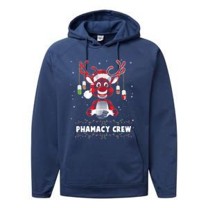 Red Plaid Reindeer Pharmacy Crew Christmas Great Gift Performance Fleece Hoodie