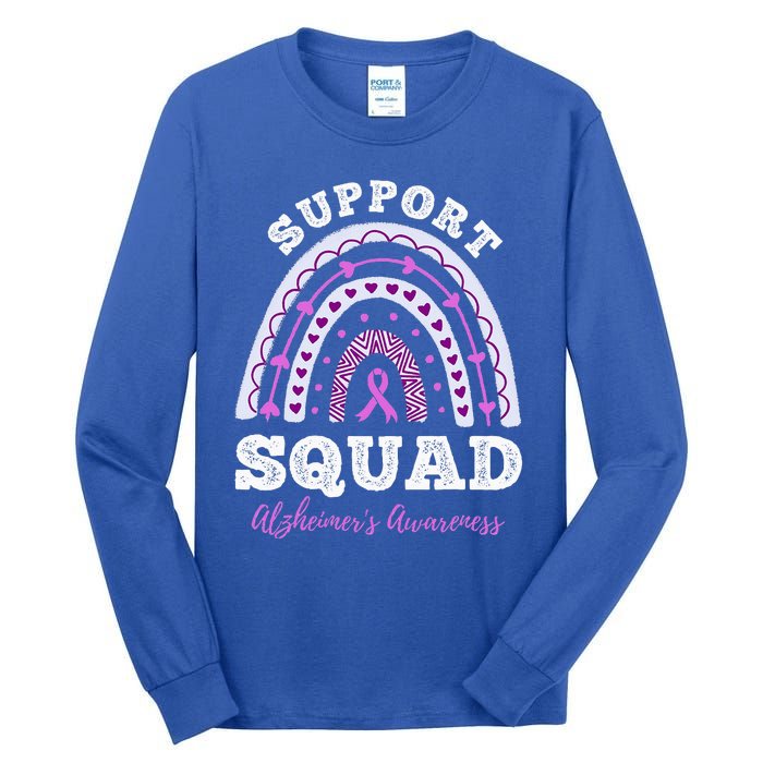 Rainbow Purple Ribbon Support Squad AlzheimerS Tall Long Sleeve T-Shirt