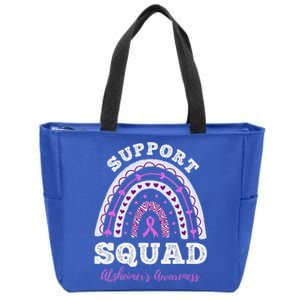 Rainbow Purple Ribbon Support Squad AlzheimerS Zip Tote Bag