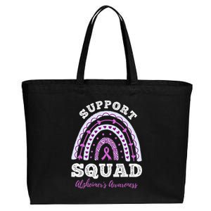 Rainbow Purple Ribbon Support Squad AlzheimerS Cotton Canvas Jumbo Tote