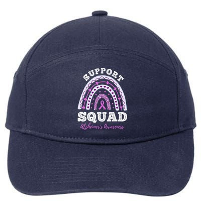 Rainbow Purple Ribbon Support Squad AlzheimerS 7-Panel Snapback Hat