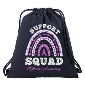 Rainbow Purple Ribbon Support Squad AlzheimerS Drawstring Bag