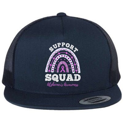 Rainbow Purple Ribbon Support Squad AlzheimerS Flat Bill Trucker Hat