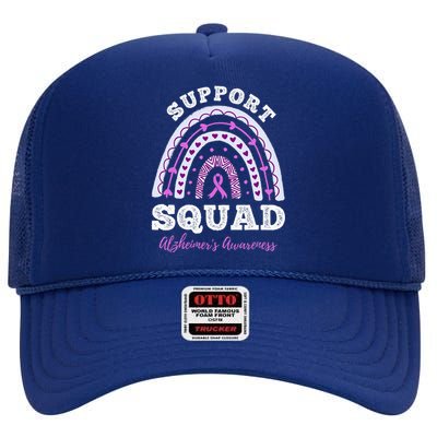 Rainbow Purple Ribbon Support Squad AlzheimerS High Crown Mesh Back Trucker Hat