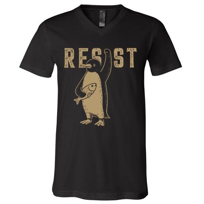 Resist Penguin V-Neck T-Shirt
