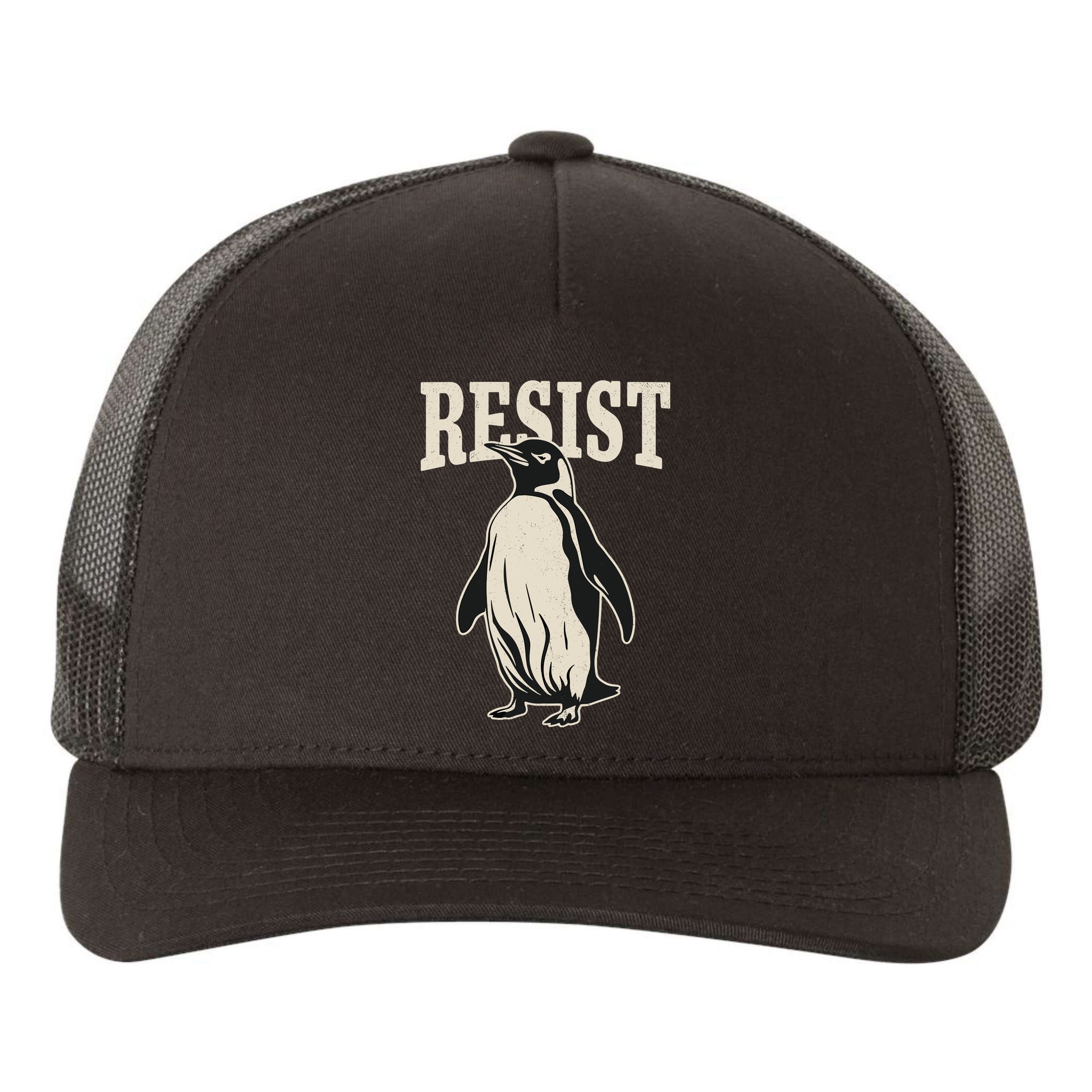 Resist Penguin Yupoong Adult 5-Panel Trucker Hat