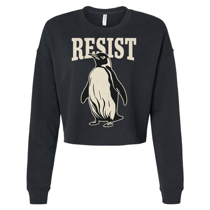 Resist Penguin Cropped Pullover Crew