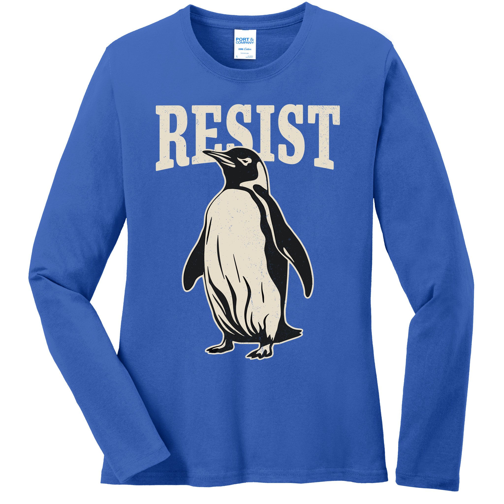 Resist Penguin Ladies Long Sleeve Shirt