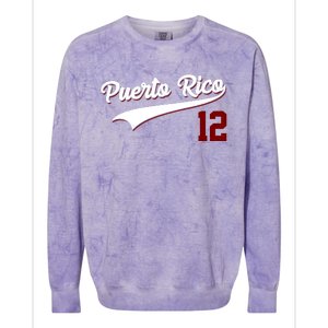 Retro Puerto Rico 12 Beisbol Jersey Boricua Baseball Colorblast Crewneck Sweatshirt