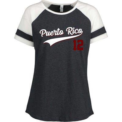 Retro Puerto Rico 12 Beisbol Jersey Boricua Baseball Enza Ladies Jersey Colorblock Tee