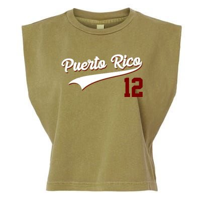 Retro Puerto Rico 12 Beisbol Jersey Boricua Baseball Garment-Dyed Women's Muscle Tee