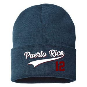 Retro Puerto Rico 12 Beisbol Jersey Boricua Baseball Sustainable Knit Beanie