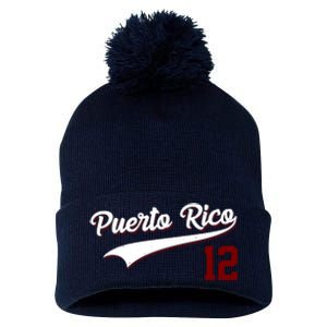 Retro Puerto Rico 12 Beisbol Jersey Boricua Baseball Pom Pom 12in Knit Beanie