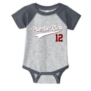 Retro Puerto Rico 12 Beisbol Jersey Boricua Baseball Infant Baby Jersey Bodysuit