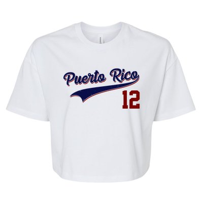 Retro Puerto Rico 12 Beisbol Jersey Boricua Baseball Bella+Canvas Jersey Crop Tee