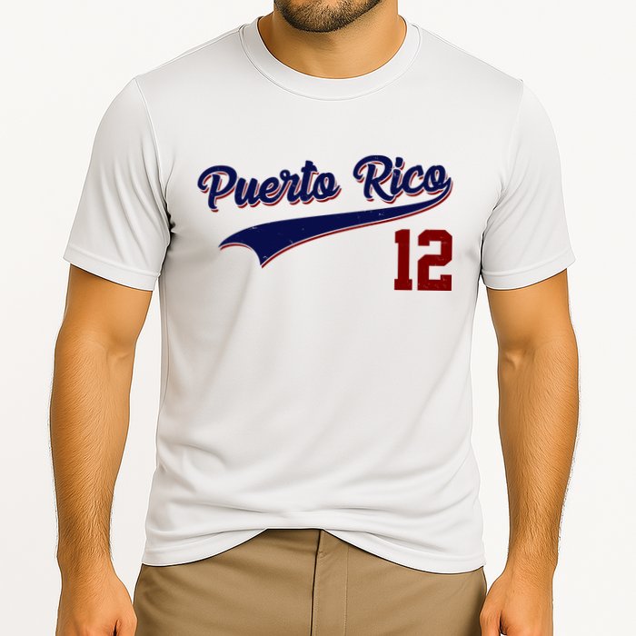 Retro Puerto Rico 12 Beisbol Jersey Boricua Baseball Cooling Performance Crew T-Shirt