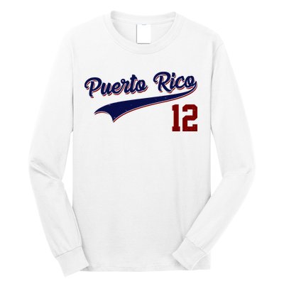 Retro Puerto Rico 12 Beisbol Jersey Boricua Baseball Long Sleeve Shirt