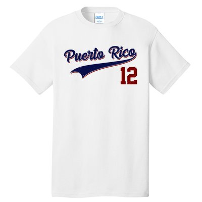 Retro Puerto Rico 12 Beisbol Jersey Boricua Baseball Tall T-Shirt