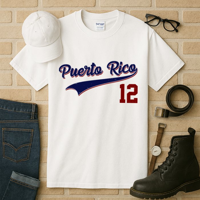 Retro Puerto Rico 12 Beisbol Jersey Boricua Baseball Tall T-Shirt