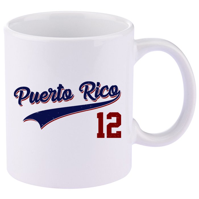 Retro Puerto Rico 12 Beisbol Jersey Boricua Baseball 11oz C Handle Ceramic Mug