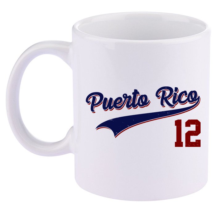 Retro Puerto Rico 12 Beisbol Jersey Boricua Baseball 11oz C Handle Ceramic Mug