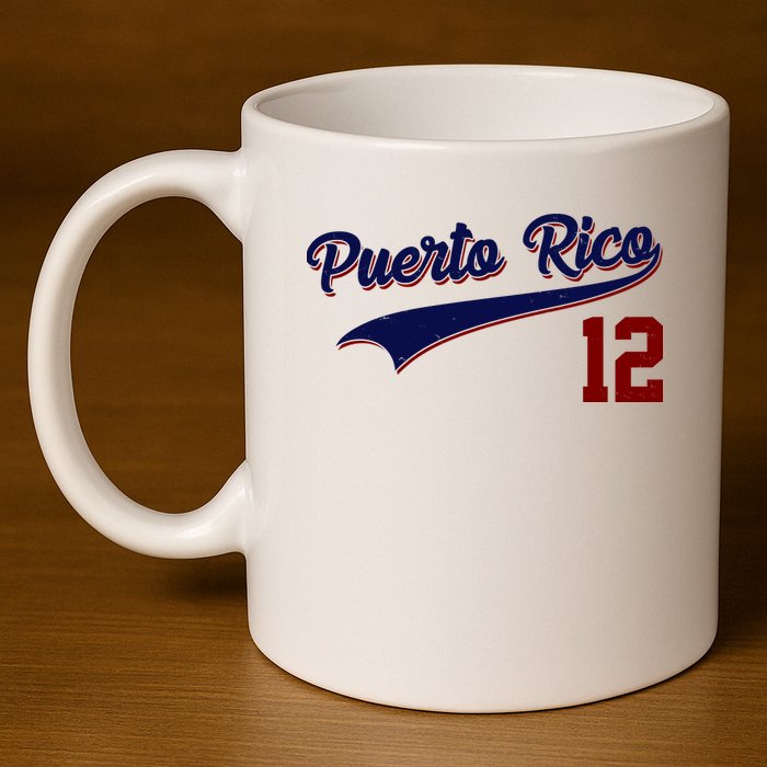 Retro Puerto Rico 12 Beisbol Jersey Boricua Baseball 11oz C Handle Ceramic Mug