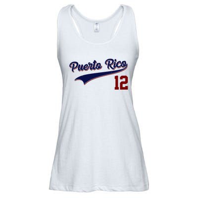 Retro Puerto Rico 12 Beisbol Jersey Boricua Baseball Ladies Essential Flowy Tank