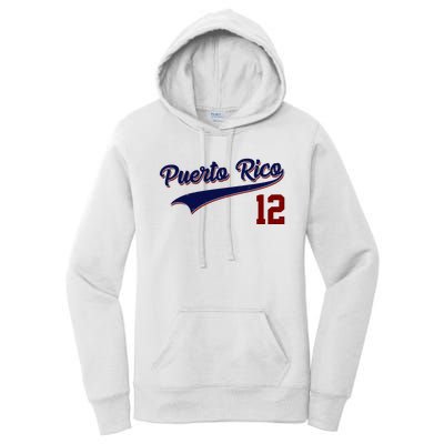 Retro Puerto Rico 12 Beisbol Jersey Boricua Baseball Women's Pullover Hoodie