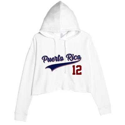 Retro Puerto Rico 12 Beisbol Jersey Boricua Baseball Crop Fleece Hoodie