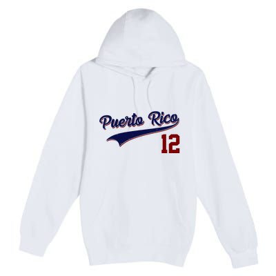 Retro Puerto Rico 12 Beisbol Jersey Boricua Baseball Premium Pullover Hoodie