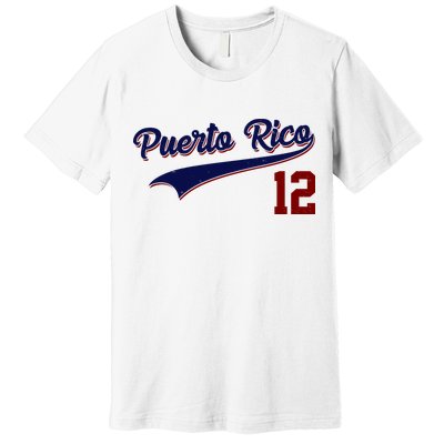 Retro Puerto Rico 12 Beisbol Jersey Boricua Baseball Premium T-Shirt