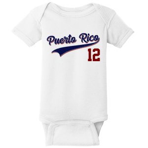 Retro Puerto Rico 12 Beisbol Jersey Boricua Baseball Baby Bodysuit