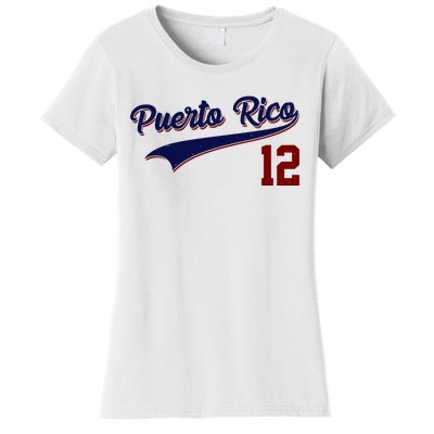 Retro Puerto Rico 12 Beisbol Jersey Boricua Baseball Women's T-Shirt