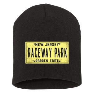 Raceway Park Retro Racetrack Englishtown Nj New Jersey Short Acrylic Beanie