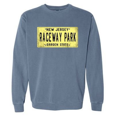 Raceway Park Retro Racetrack Englishtown Nj New Jersey Garment-Dyed Sweatshirt