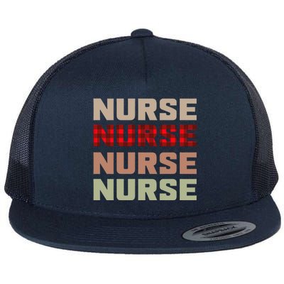 Retro Plaid Red Nurse Life For National Nurse Day Gift Flat Bill Trucker Hat