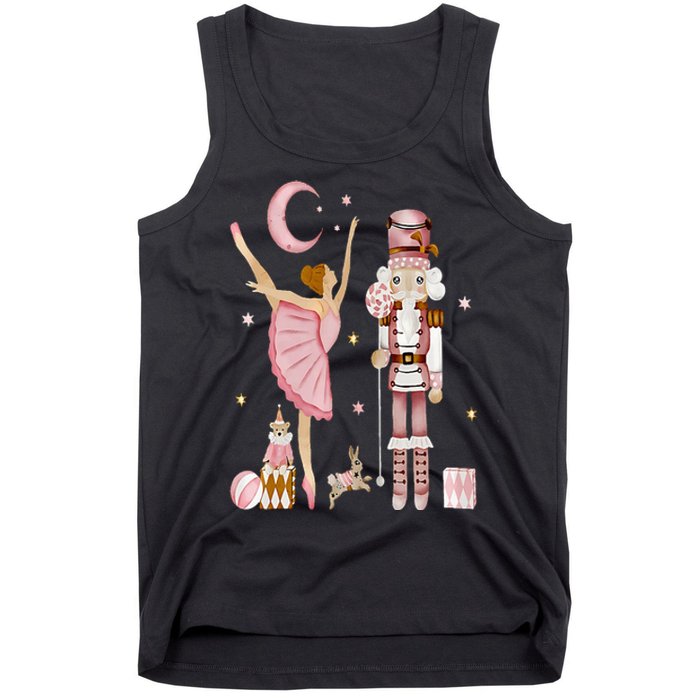 Retro Pink Sugar Plum Fairy Nutcracker Christmas Cute Xmas Tank Top