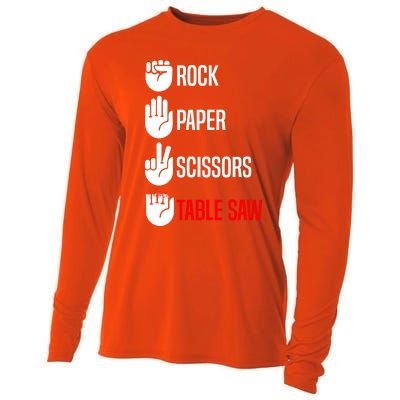 Rock Paper Scissors Table Saw Funny Woodworking Woodworker Gift Cooling Performance Long Sleeve Crew