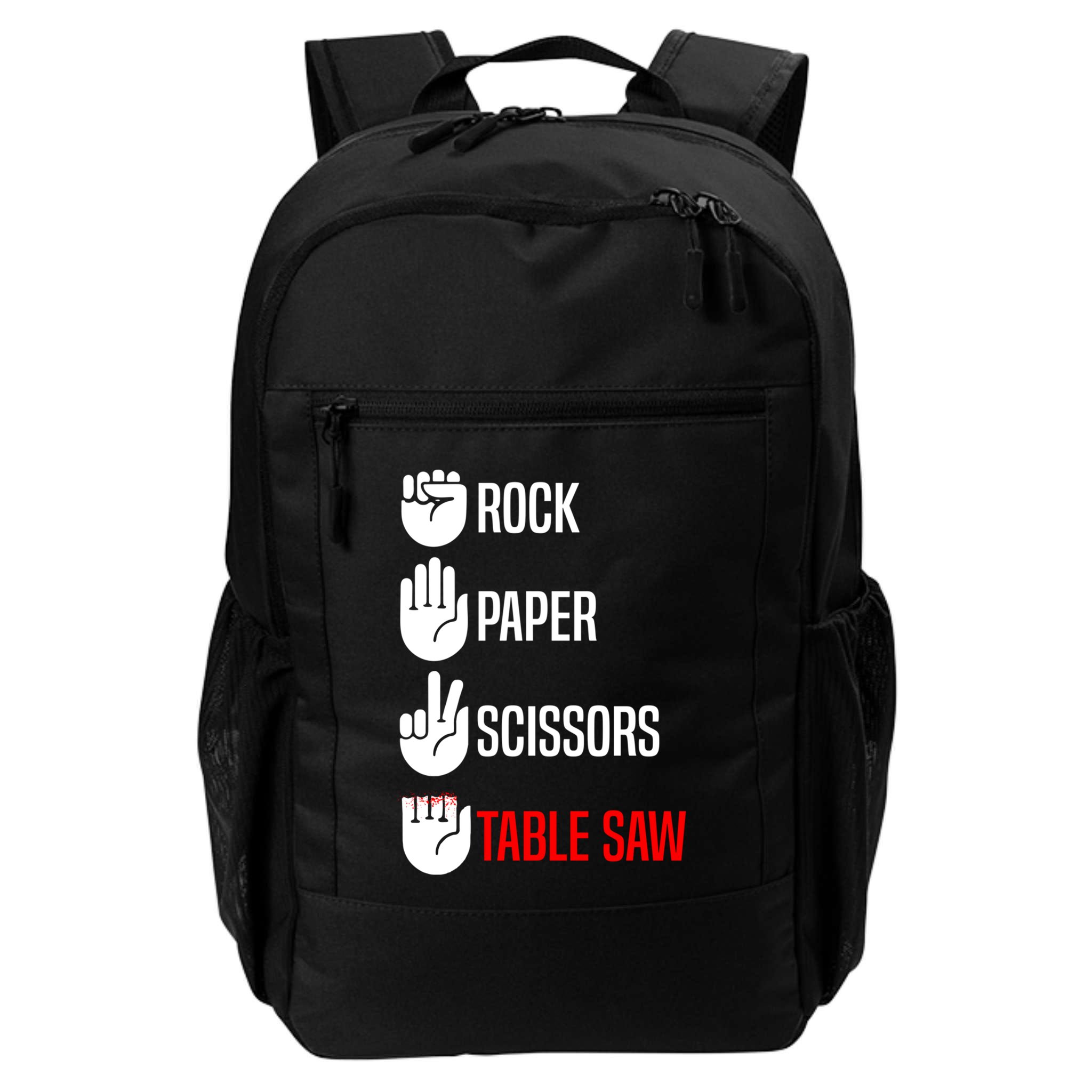 Rock Paper Scissors Table Saw Funny Woodworking Woodworker Gift Backpack
