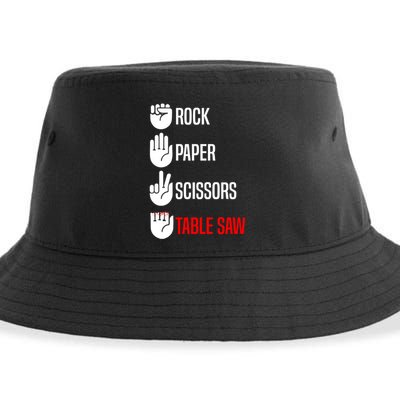 Rock Paper Scissors Table Saw Funny Woodworking Woodworker Gift Sustainable Bucket Hat