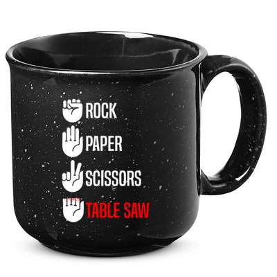 Rock Paper Scissors Table Saw Funny Woodworking Woodworker Gift 15oz Campfire Ceramic Mug