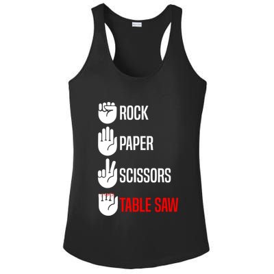 Rock Paper Scissors Table Saw Funny Woodworking Woodworker Gift Ladies PosiCharge Competitor Racerback Tank