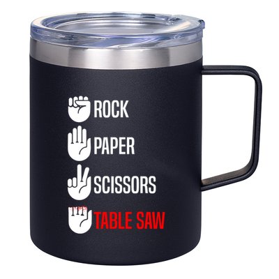 Rock Paper Scissors Table Saw Funny Woodworking Woodworker Gift 12oz Stainless Steel Coffee Mug