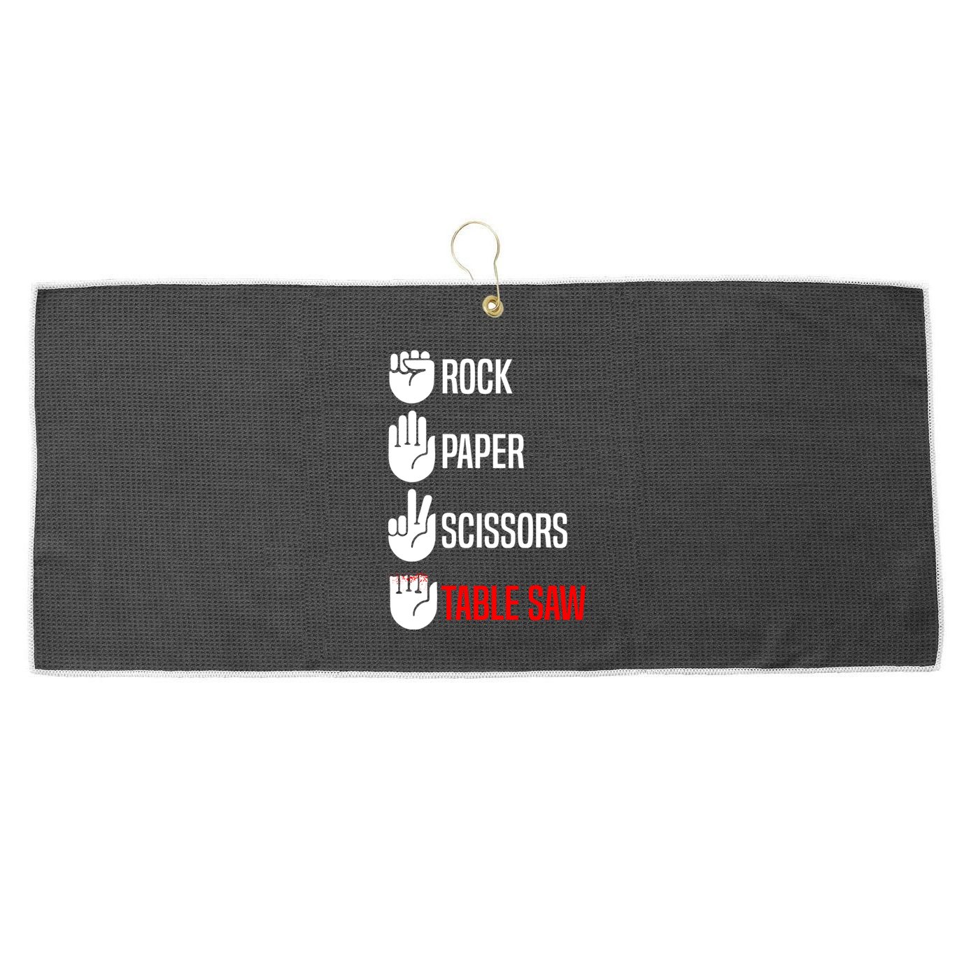 Rock Paper Scissors Table Saw Funny Woodworking Woodworker Gift Large Microfiber Waffle Golf Towel