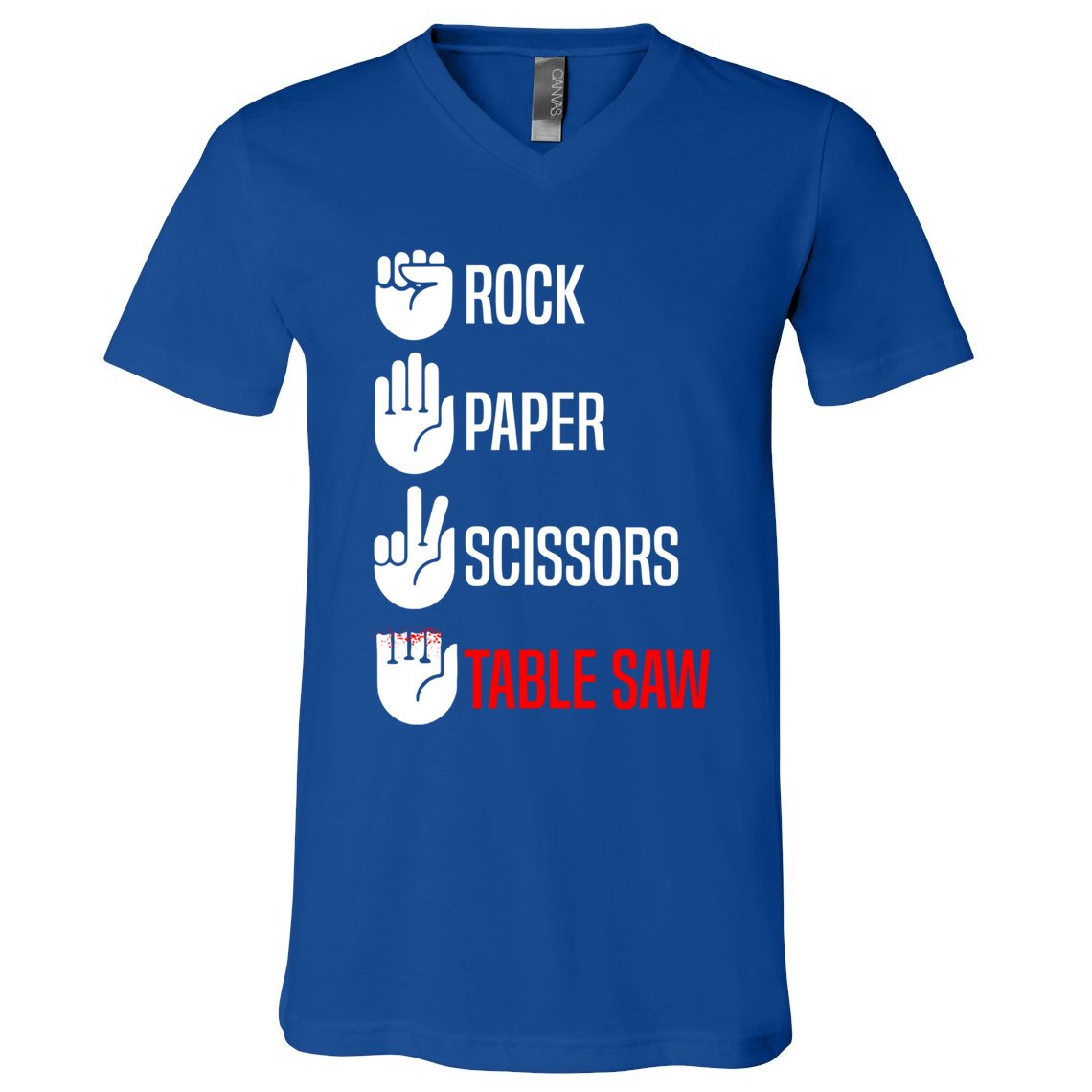 Rock Paper Scissors Table Saw Funny Woodworking Woodworker Gift V-Neck T-Shirt